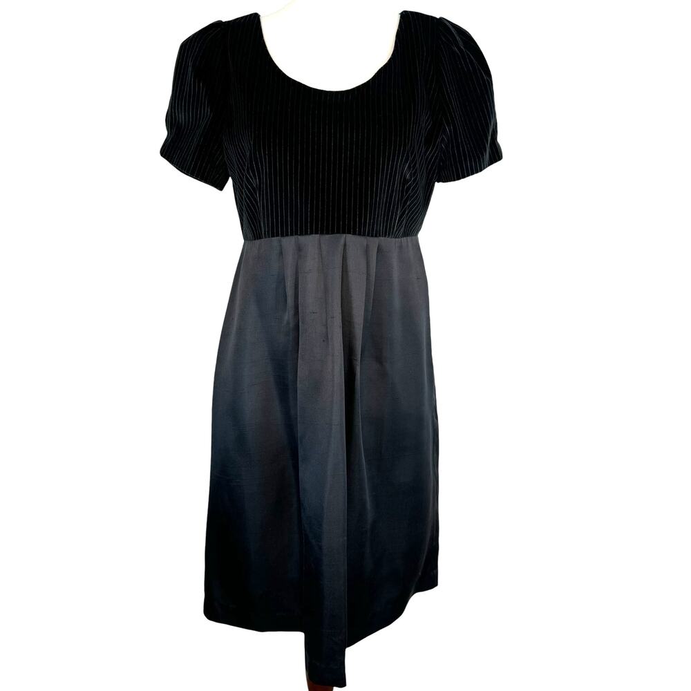 Sea New York Pinstripe Velvet Mini Dress 8 Black Party Whimisgoth Babydoll Event